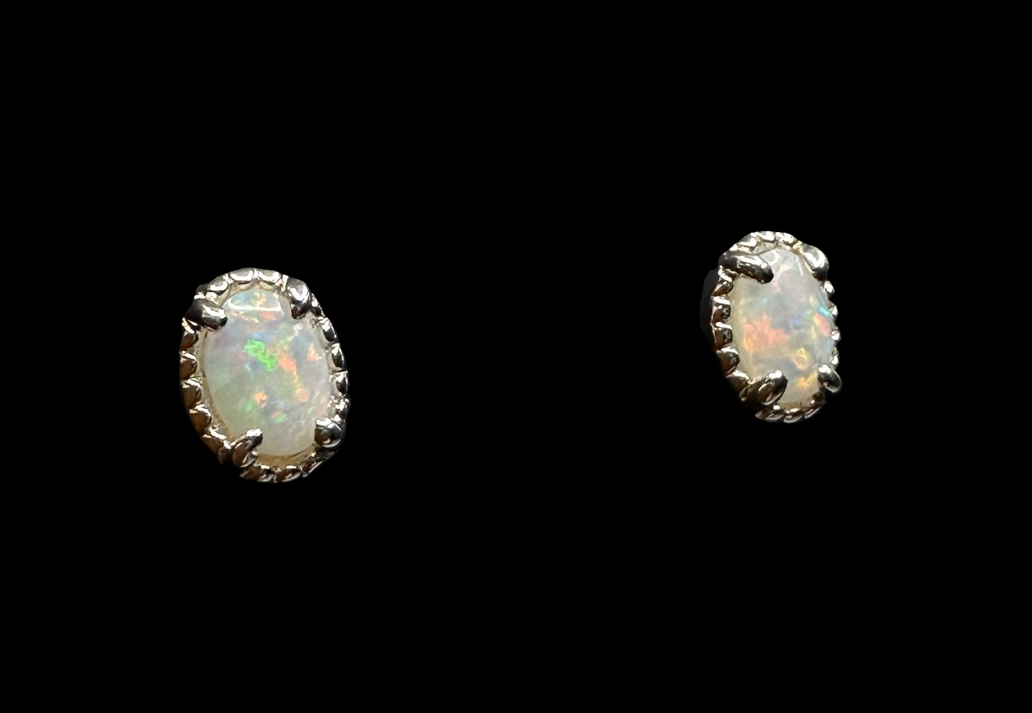 Sterling Silver Solid Opal Stud Earrings