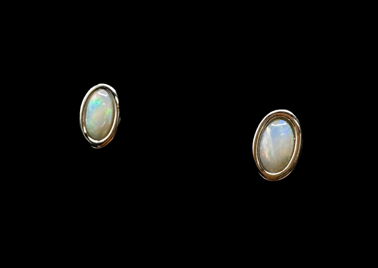 Sterling Silver Solid Opal Stud Earrings