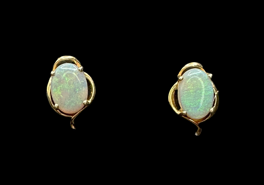 14ct Gold Solid Opal Stud Earrings