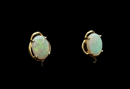 14ct Gold Solid Opal Stud Earrings