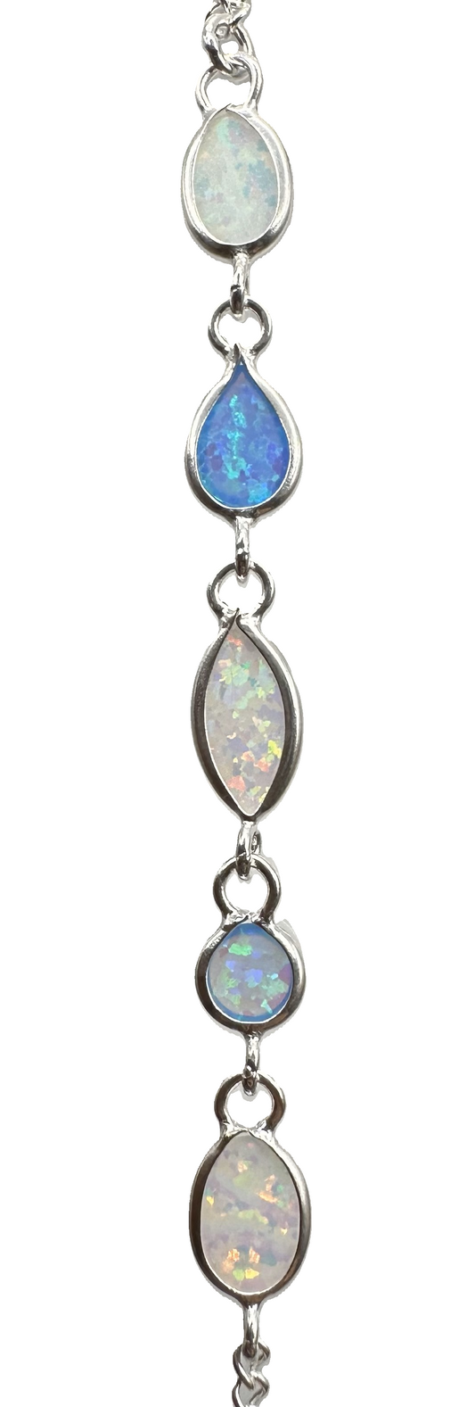 Sterling Silver Blue & White Opalite Bracelet
