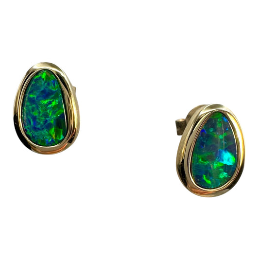 14ct Gold Doublet Opal Stud Earrings
