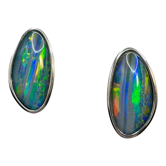 Sterling Silver Australian Triplet Opal Studs