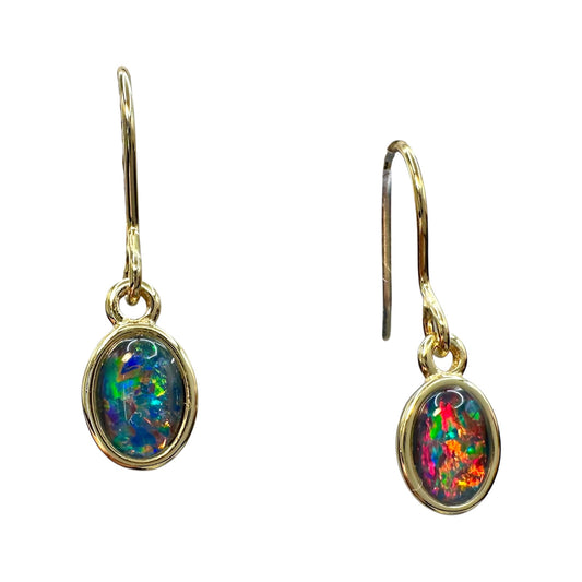 Gold-Plated Triplet Opal Earrings