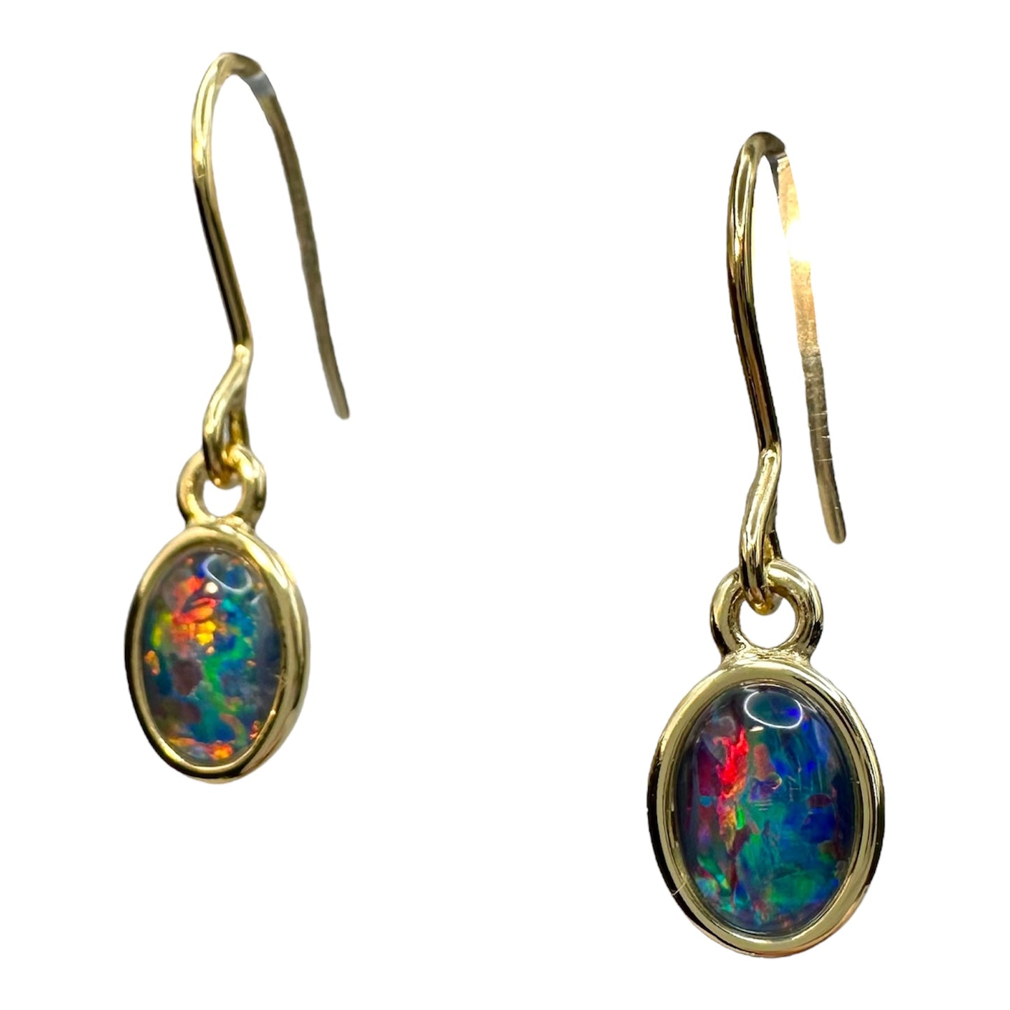 Gold-Plated Triplet Opal Earrings