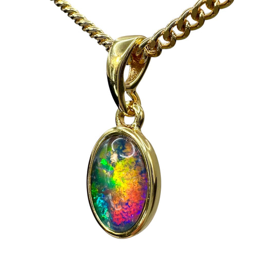Gold-Plated Triplet Opal Pendant