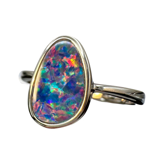 Sterling Silver Doublet Opal Ring