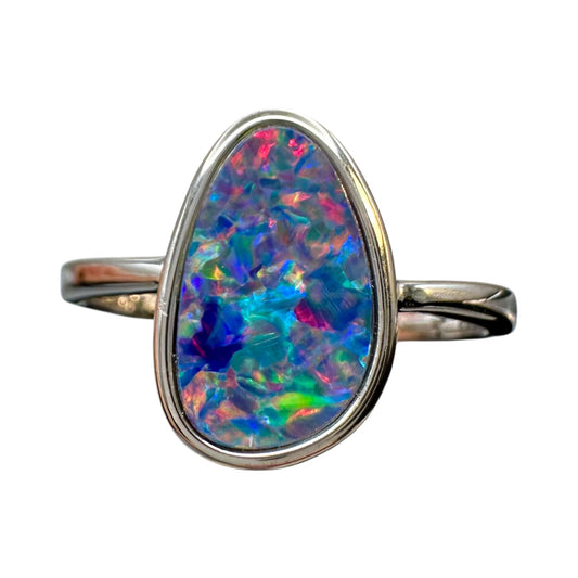 Sterling Silver Doublet Opal Ring