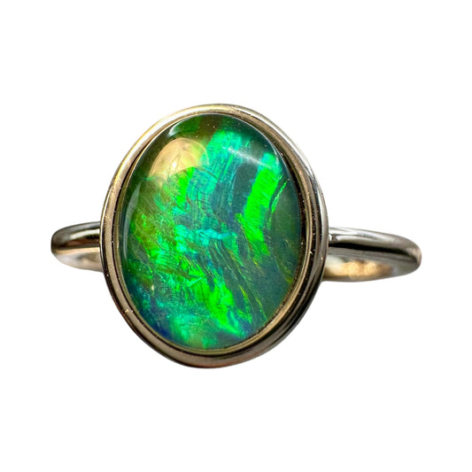 Sterling Silver Triplet Opal Ring