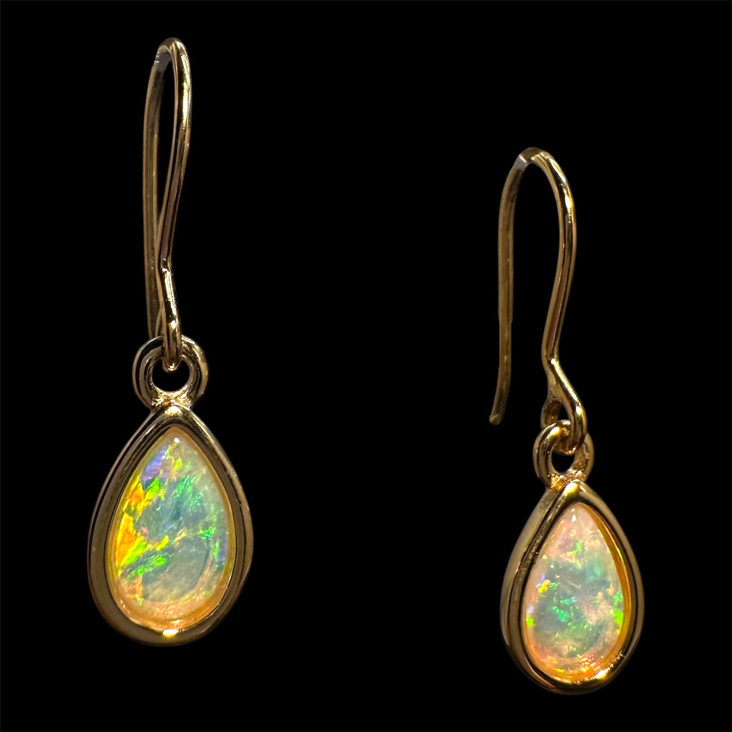 Gold-Plated Solid Opal Earrings